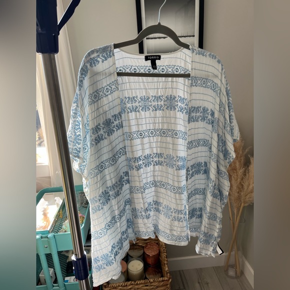 Torrid Blue & White Floral Cardigan - 2/3 - Picture 2 of 9
